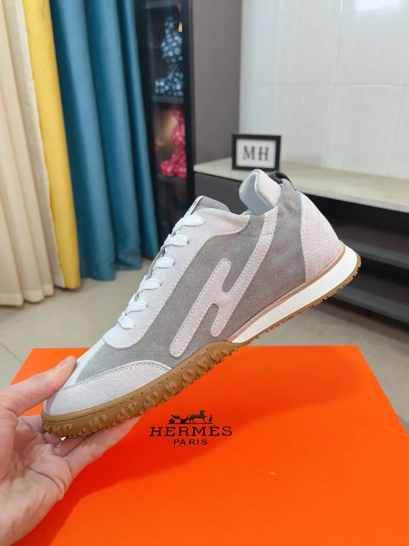 Men's shoes 💰480🌸🌸[HERMES] Hermès sneakers, the upper is made of calfskin and suede, imported materials, full of texture, the lightweight sole is decorated with contrasting patterns, creating a versatile fashion style. Size: 38-44, 45 customized